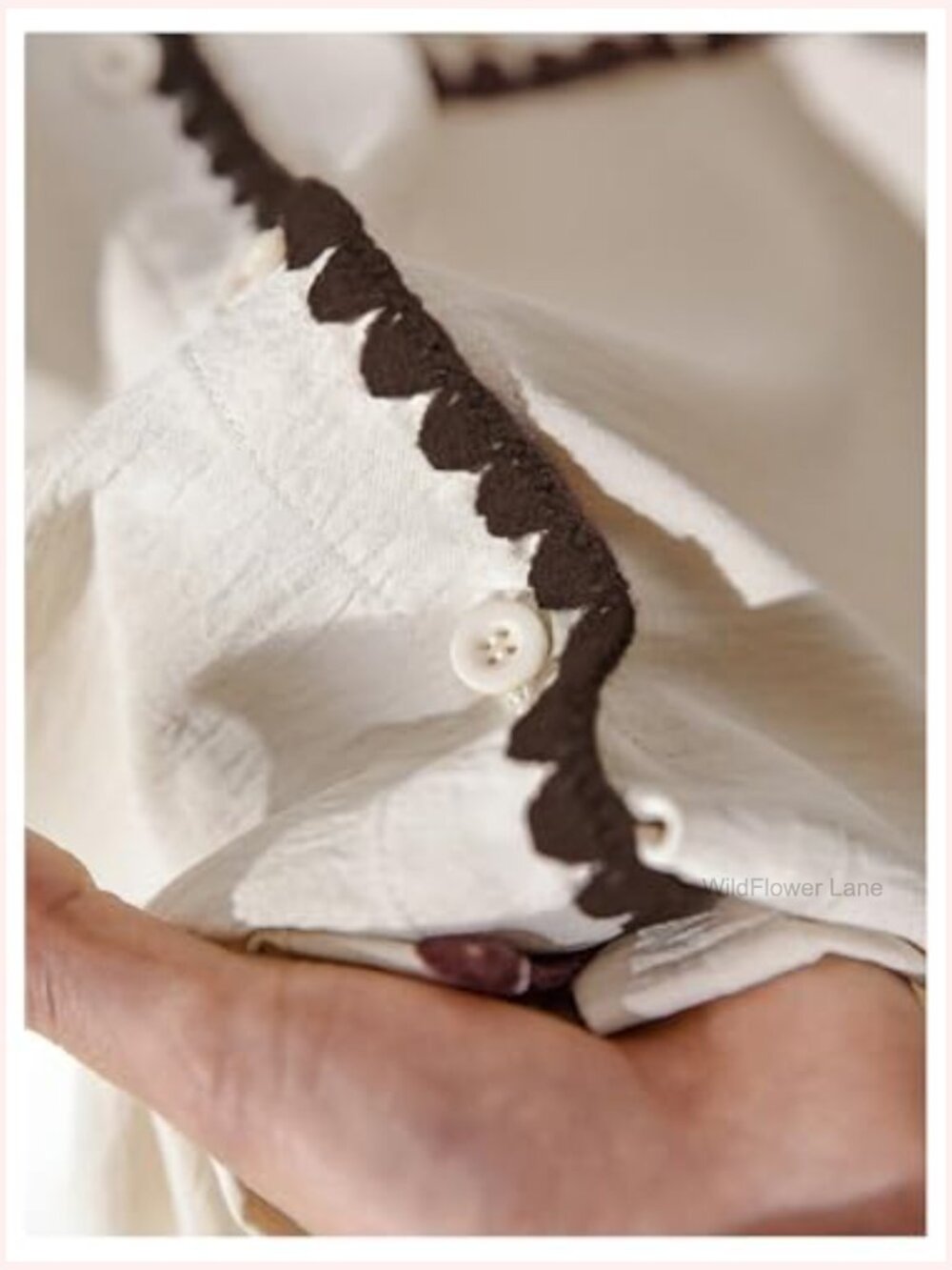 Plus Size Button Down Dressy Blouse Contrast Trim Work Top - Picture 6 of 6
